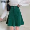Вельветовая полуюбка в стиле ретро, ​​женская большая размерная короткая юбка с высокой талией и промежностью, модная простая тонкая юбка-зонтик