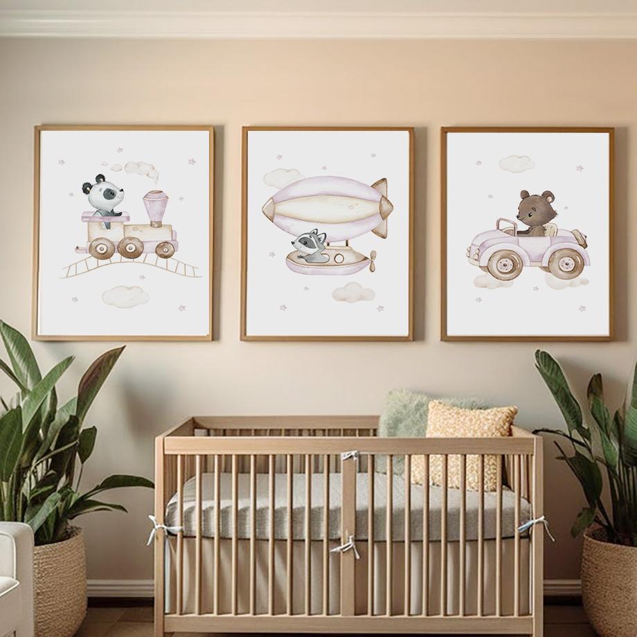 Летающие животные самолет воздушный шар дирижабль детская настенная живопись на холсте плакат на скандинавскую тему и принт девушка комната домашний декор