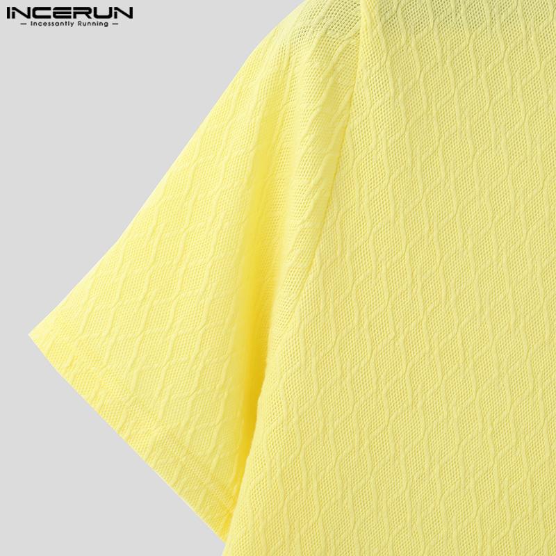 INCERUN Мужские летние футболки с круглым вырезом и коротким рукавом, повседневные, облегающие, офисные, топы