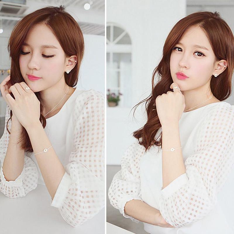 Lady Girls Bracelet Sterling Silver Fresh Little Daisy Sunflower Anklet Accessories