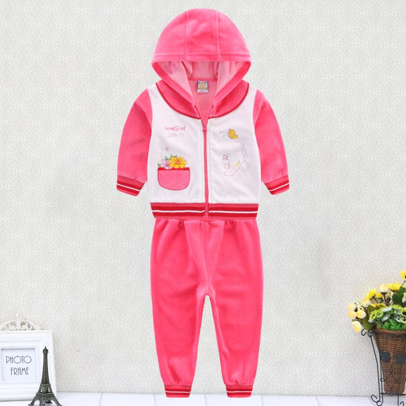 Детская одежда для младенцев для маленьких девочек и мальчиков, бархатный комплект на молнии на зиму и весну, детская одежда с длинными рукавами