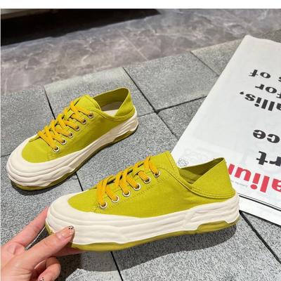 Модные фиолетовые холщовые тапочки со шнуровкой, молодежные уличные туфли для девочек, женские полумокасины, кроссовки из вулканизированной ткани, женские кроссовки