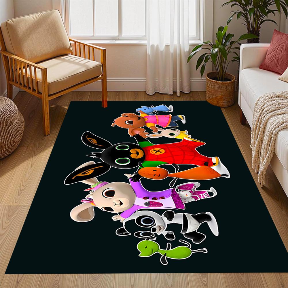 Bing's Birthday Celebration Themed Anti-Slip Rugs - Polyester Home Decor, Suitable for Bedrooms, Living Rooms, Doorways, Studios, and Decorations