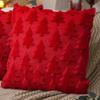 17.72×17.72 Inch Christmas Pillow Cover 3DEmbroidered Plush Cushion Case Zipper SnowflakeSnowman Tree Pattern for Sofa Bed Decor
