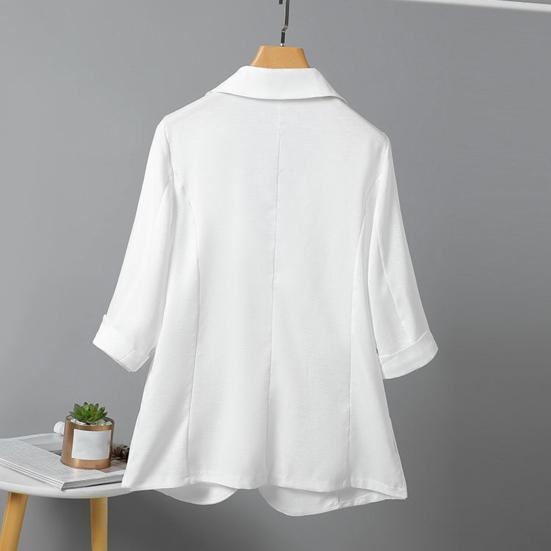 Женский летний костюм, пальто с лацканами 45355, облегающая повседневная куртка с рукавами и одной пуговицей