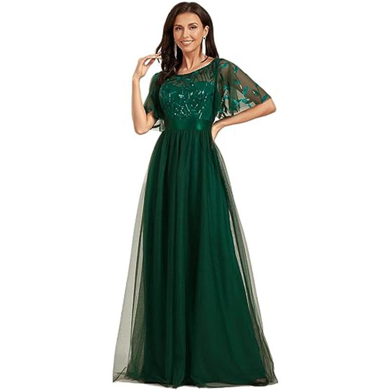 New prom dress lace splicing waist tube top dress European and American long temperament adult evening dress