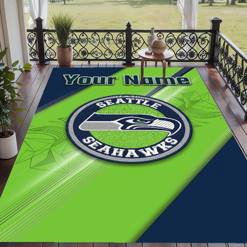 Custom Text Printed Rug Seattle Seahawks Non Slip Floor Carpet For Home Room Decor