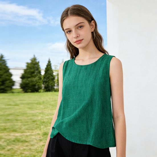 Женские Топы С Круглым Вырезом Без Рукавов Свободного Кроя Пуловеры Летние Весенние Повседневные Базовые Для Многослойности Футболки Для Ежедневной Носки