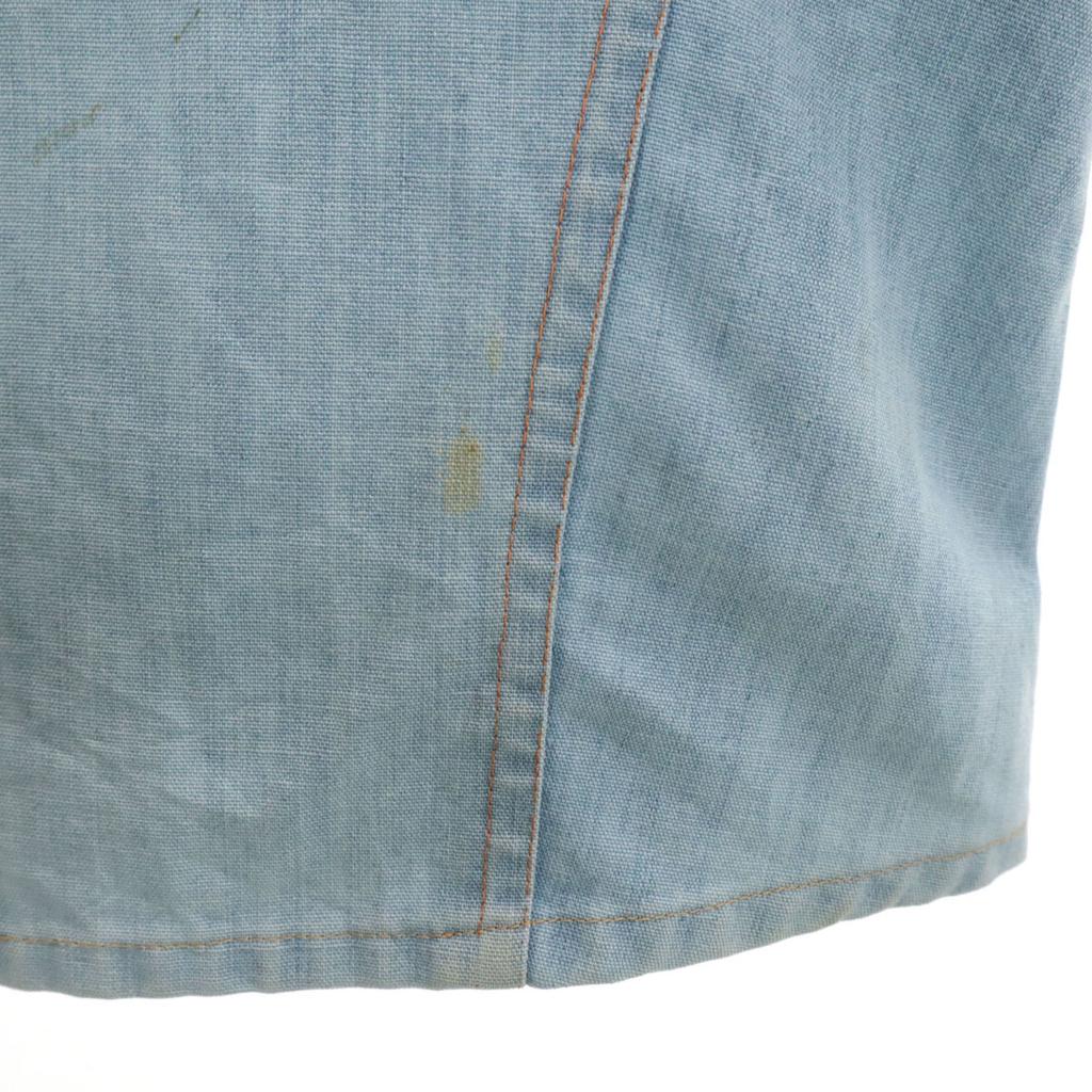 70s 80s Vintage Chambray Shirt Jacket Ice Blue Men's Used