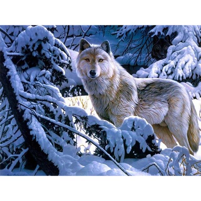 Волк DIY 5D алмазов картина вышивки крестом комплект полный круглый смолы животных Алмазная вышивка волки мозаика горный хрусталь домашний декор