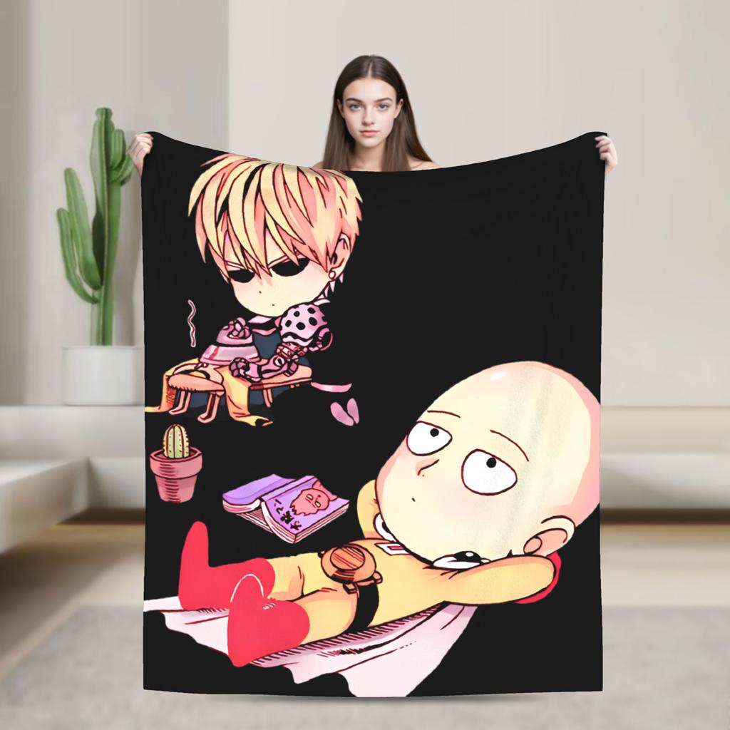 One Punch Man Saitama Anime Graphic Super Warm Blanket Picnic Plush Bedding Throws Print Flannel Bedspread Sofa Bed Cover