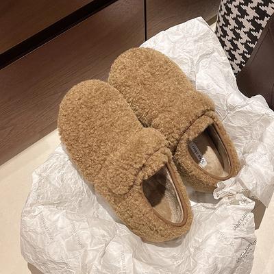 Модные женские балетки Зимние Новые с круглым носком с глубоким вырезом Замшевые Мягкая подошва Противоскользящие Износостойкие Хлопковые туфли