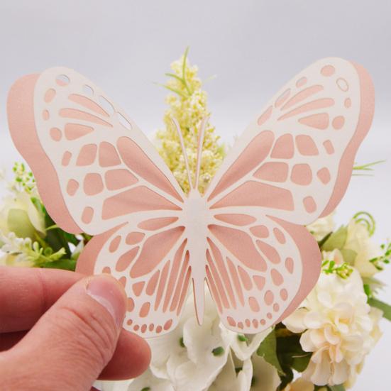 20 Pcs 2 Layers Wing Butterfly Wall Decor Self-Adhesive 3D Hollow Butterfly Stickers for Home Bedroom Cake Baby Shower Birthday Party Decoration