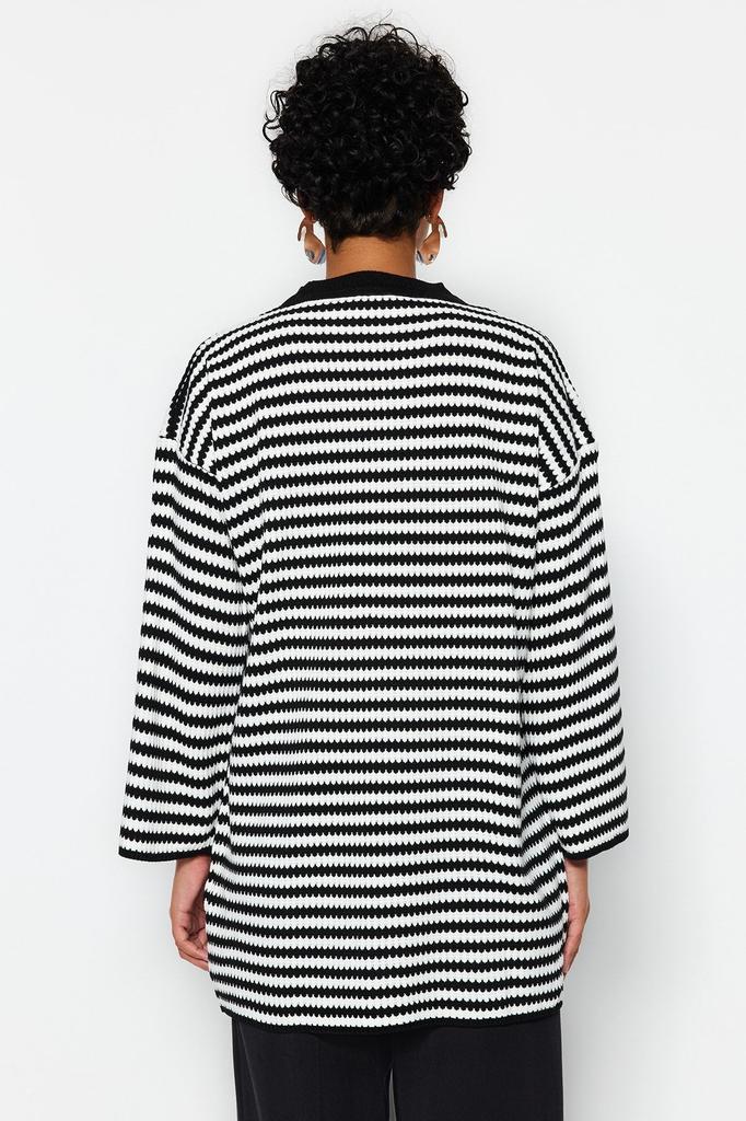 Женский модный стильный свитер в хиджабе, черный полосатый трикотажный свитер