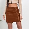Женская полуюбка Короткая юбка с принтом Высокая талия Необычная кожаная юбка Тонкая