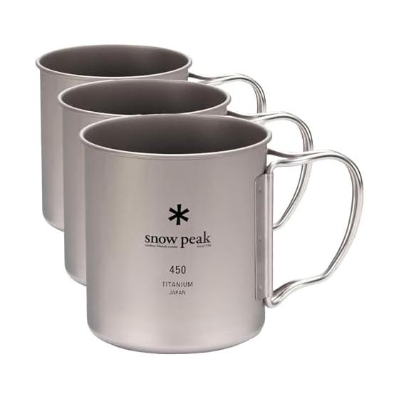 Кружка Snow Peak Cup Sierra Cup Titanium Single Mug 450 мл MG-143 Cup Легкая для кемпинга на открытом воздухе (x 3)