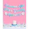 xo, Fetti Mamma Mia She's Getting Married Banner - Blue Iridescent Foil, 5 Ft. | Disco Bachelorette Decorations, 70s Backdrop, Groovy Bach Party,