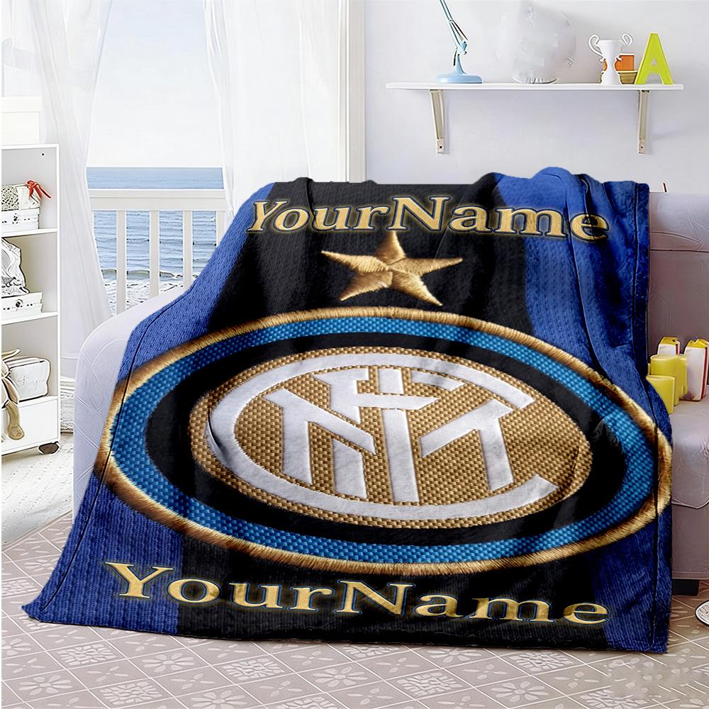 Inter Milan Customize Your Name Blanket Multi-purpose Customizable Blanket Comfortable Versatile for Picnics Couch Seaside Bedding All-Season Use