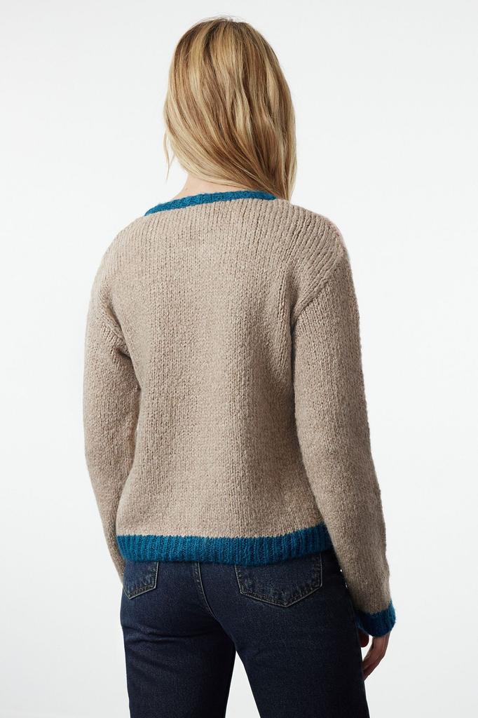 Женский кардиган Элегантный стиль Коричневый Мягкий Фактурный Колорблок Вязаный кардиган