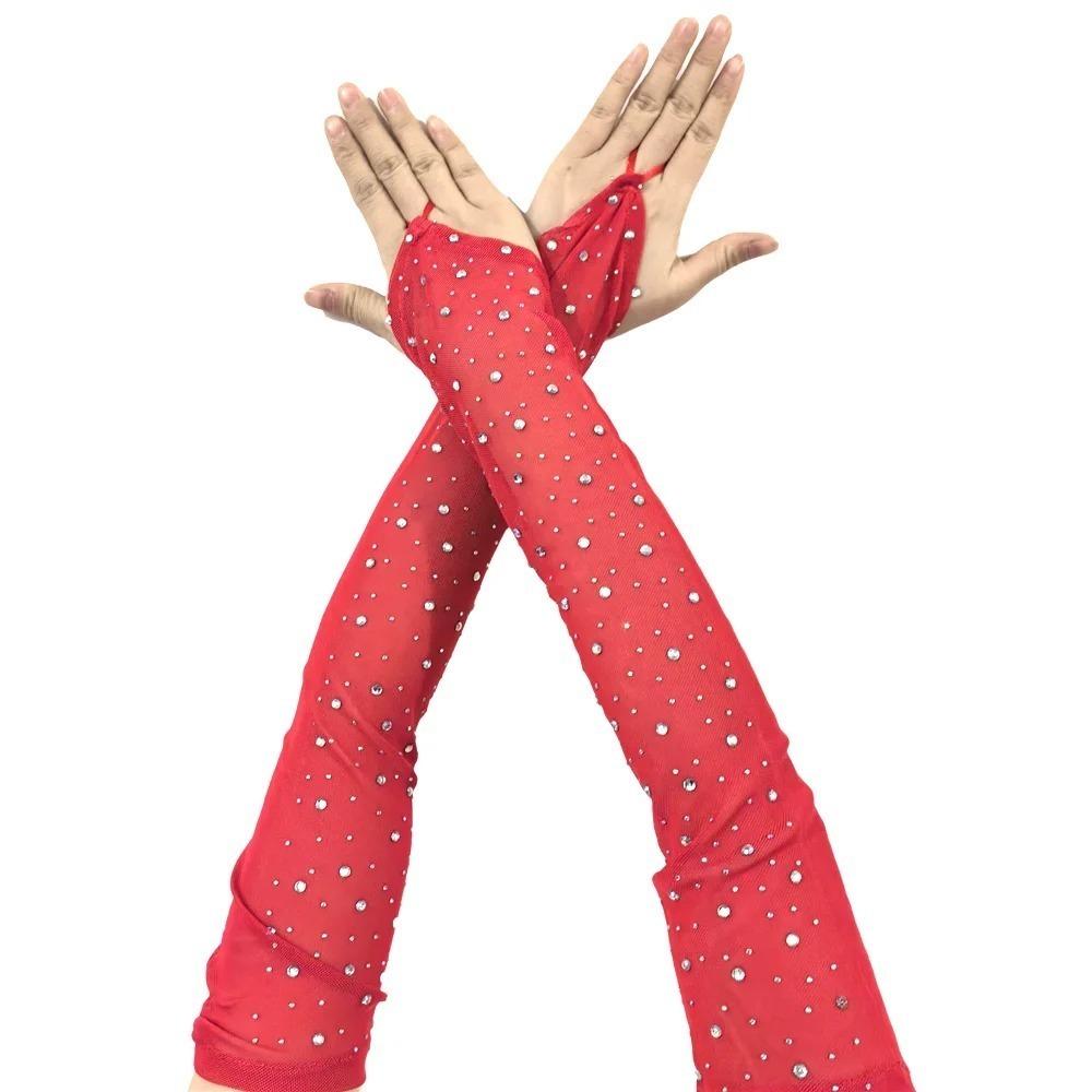 1 Pair Breathable Fingerless Gloves Hook Middle Finger Sunscreen Arm Sleeves Mesh Gloves Women