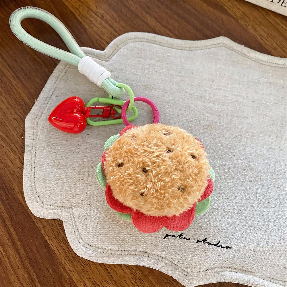 Burger Funny Simulation Food Keychain Sandwich Bag Keyring Soft Cake Plush Pendant  Boys/Girls