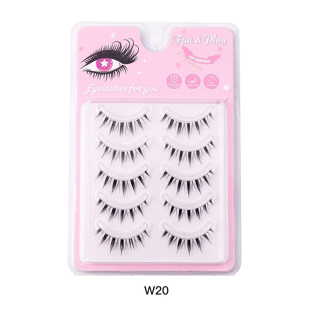Wispy False Eyelashes Natural Look Cosplay Lashes Clear Band Fake Lashes  Women Girls