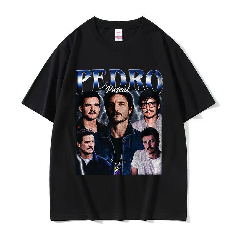 Classic Actor Pedro Pascal Graphic T Shirt Unisexs Vintage Gothic Short Sleeve Tshirts Casual Oversized Cotton Tshirt Streetwear