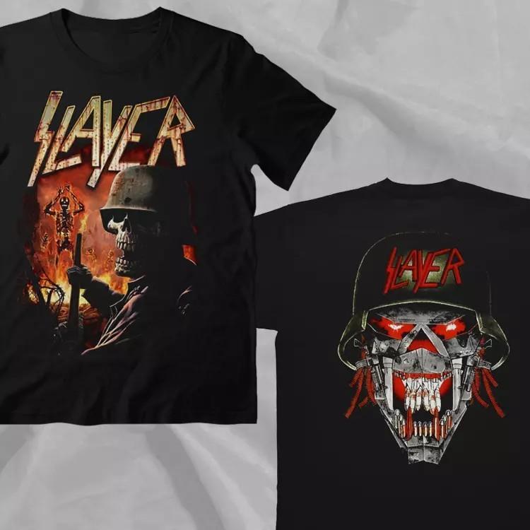 Футболка SLAYER Band Soldier Black Retro 90-х годов с двусторонним принтом
