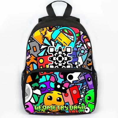 Детский рюкзак большой емкости с принтом Angry Geometry Dash, школьные сумки для учеников, для девочек и мальчиков, мультяшный рюкзак для книг, рюкзаки для путешествий