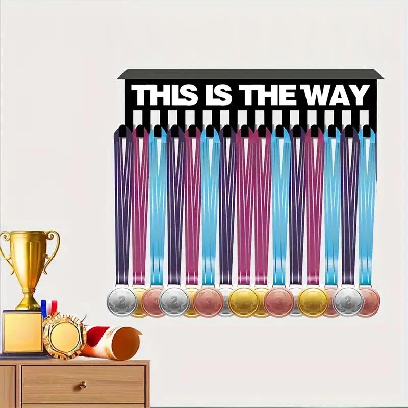 Medal Display Rack With 15 Hooks Wall-Mounted Trophy Stand Key Hooks Suitable For Medals, Ribbons, And Decorations, Room Decor