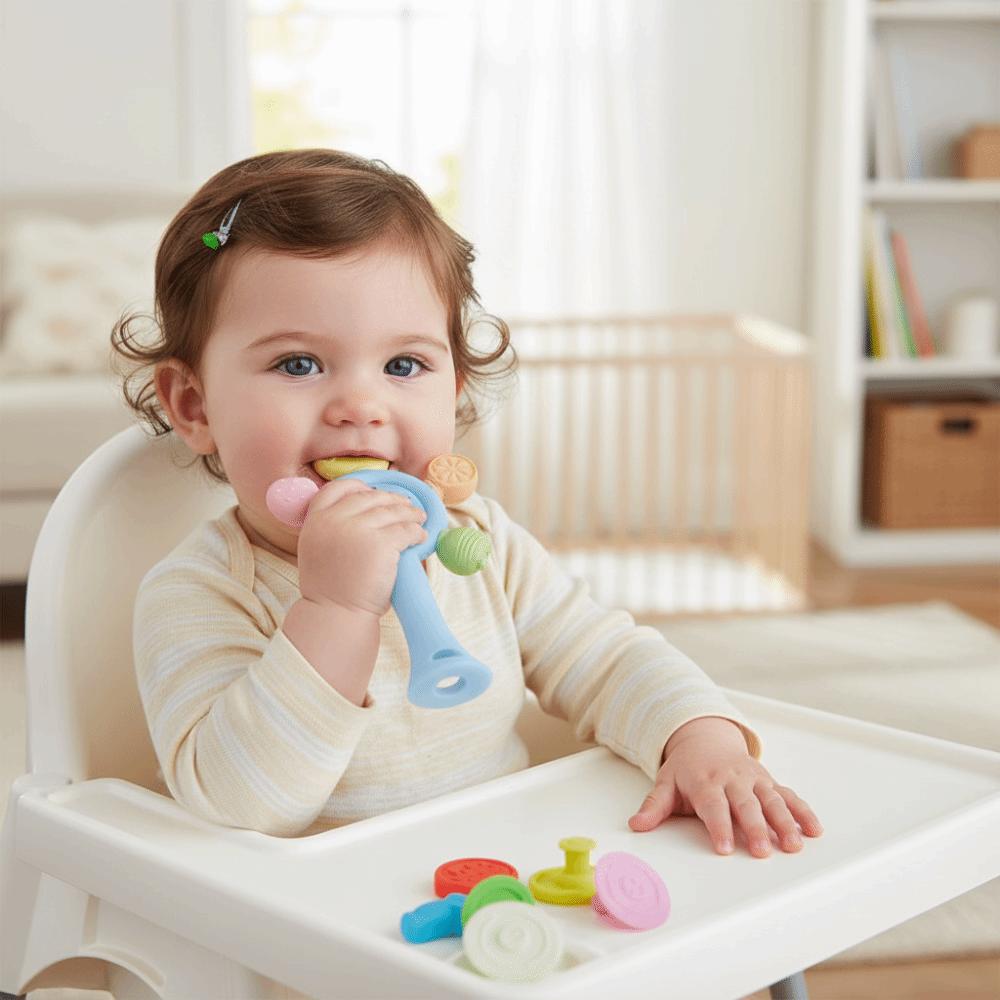 Safe Silicone Teether Candy Color Sensory Toys Cute Teething Ring Nursing
