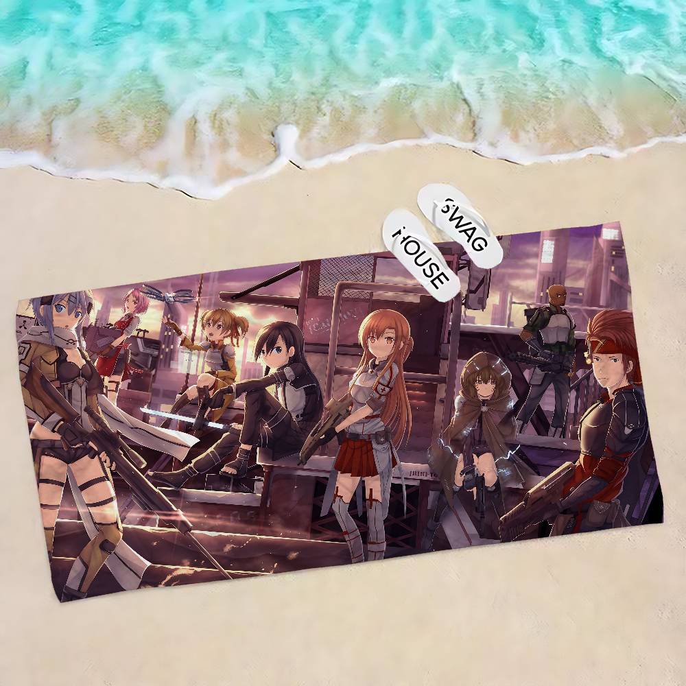 Япония Аниме Sword Art Online Пляжное полотенце Цветные банные полотенца для девочки Микрофибра Быстросохнущее Без песка Пляж Йога Спа Спортзал Бассейн