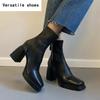 Vintage Square Toe Women Ankle Boots Fashion Back Zippers Short Booties Autumn Winter Laides Concise Largas Booties