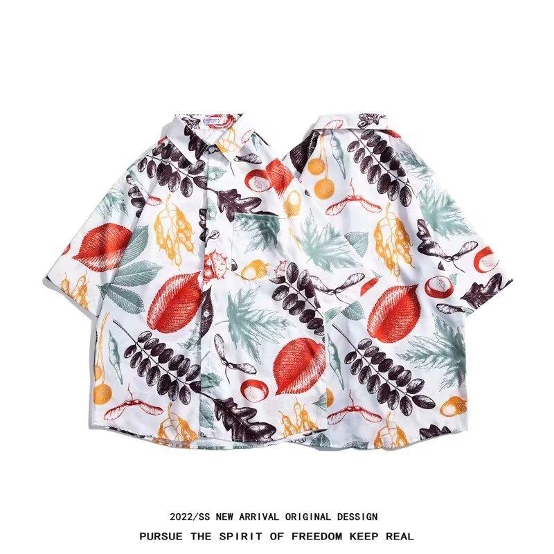 Мужская рубашка в стиле ретро, ​​мужской летний наряд, студенческий свободный крой, нишевый дизайн, повседневный мужской топ, верхняя одежда, пляжный топ