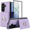 Модный чехол из однотонной кожи для телефона Samsung Galaxy Z Fold7/Z Fold6/Z Fold5 с вращающейся на 360° подставкой