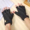 Solid Color Fingerless Gloves Driving Gloves Men Wool Mittens Soft Half-finger Gloves  Winter