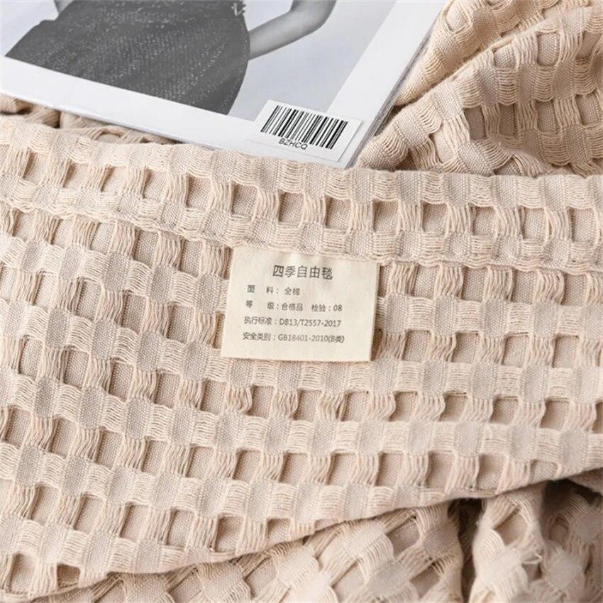 Одеяло в клетку из чистого хлопка, роскошное современное одеяло, вязаное тонкое одеяло, простое мягкое уютное покрывало для дивана, покрывала на кровать