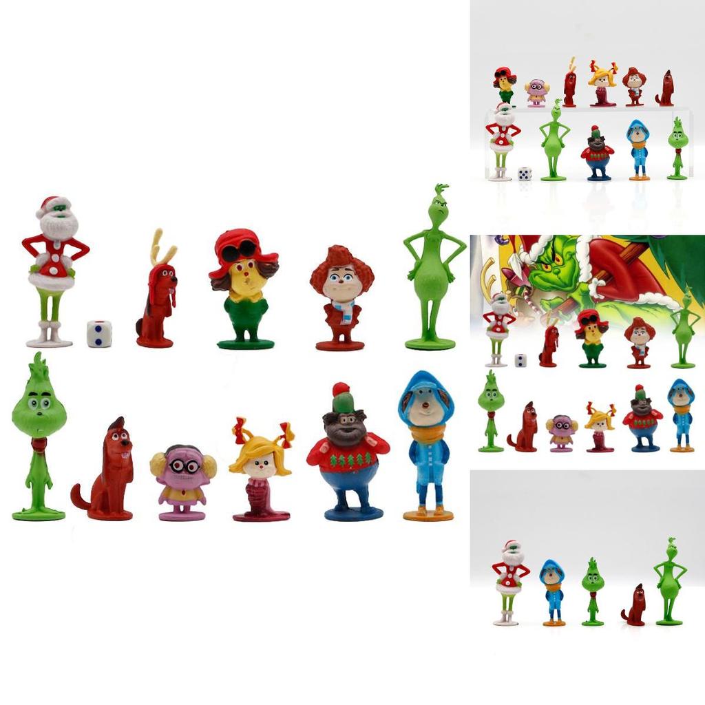 Festive Green Character Figurines Set For Christmas Decoration And Gifts