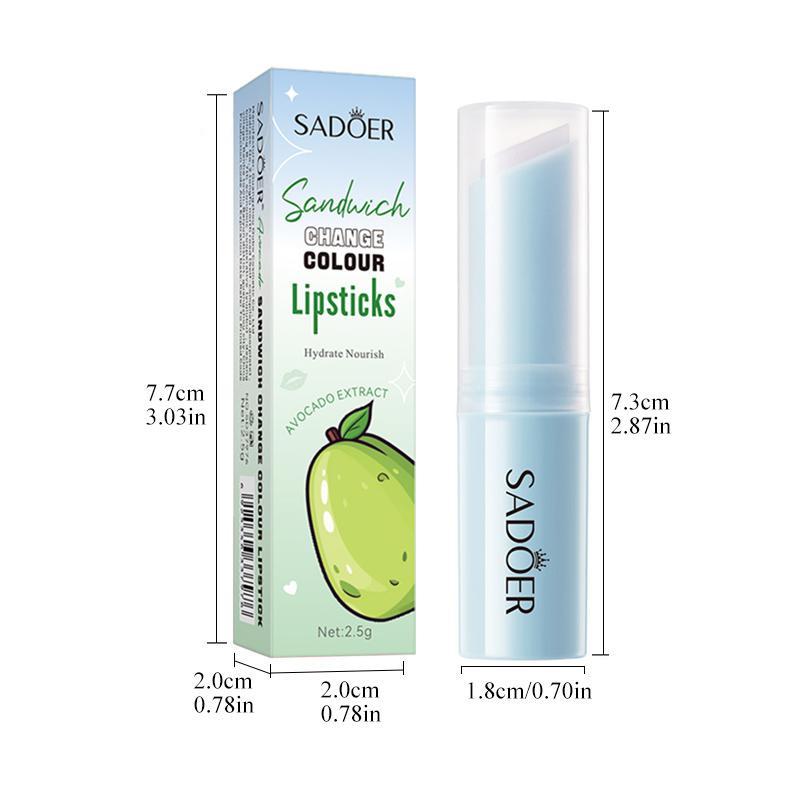 Avocado Hydrating Color-Changing Lip Balm - Moisturizing & Nourishing, Long-Lasting Shine Finish, Suitable for All Skin Types, 2.5g