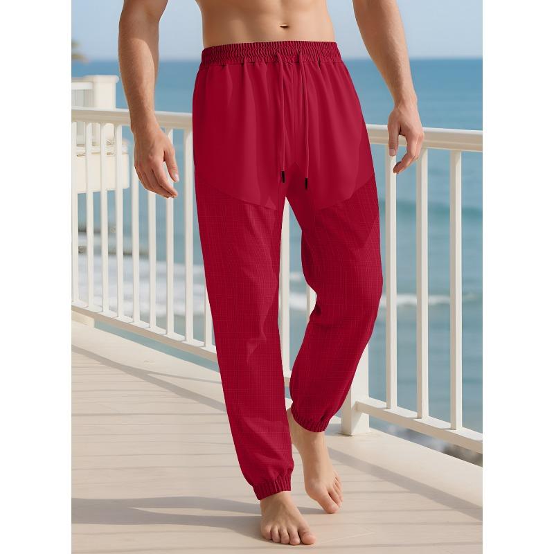 Льняные брюки на кулиске летние свободные домашняя одежда удобные дышащие тонкие спортивные повседневные брюки мужские