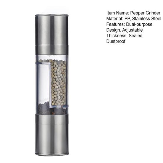 Pepper Grinder 2-in-1 Adjustable Coarseness Stainless Steel Manual Salt Pepper Spice Mill Home Supply