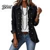 Floral Embellished Blazers Women Bohemia Jacket, Turndown Collar Ruffled Open Front Coat, Daily Wear Coats Slim Fit Casual Long Sleeve Outwear