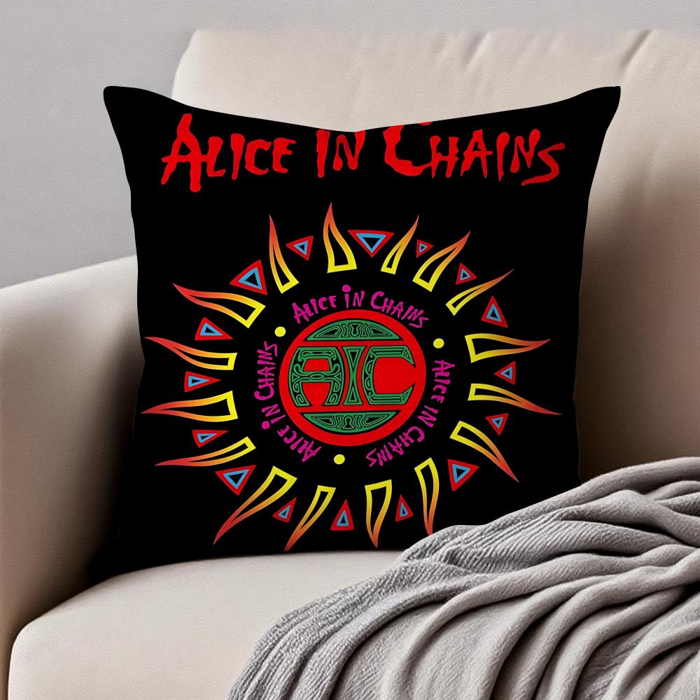American Band AAlice in Chains Cushion Cover Pillowcase Antidustmite Invisible Zipper Short Plush Sofa Cushion