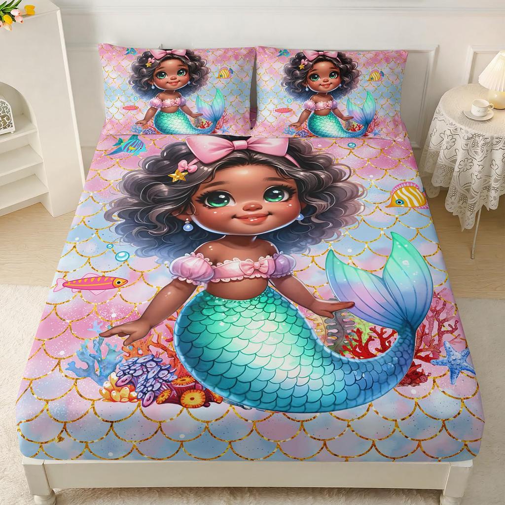 Постельный комплект из трех предметов с рисунком дельфинов и подводных существ, цифровая печать, для взрослых и детей