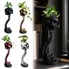 Gothic Skull Head Planter Resin Spine Stand Set Halloween Succulent Pot Home Art Decoration