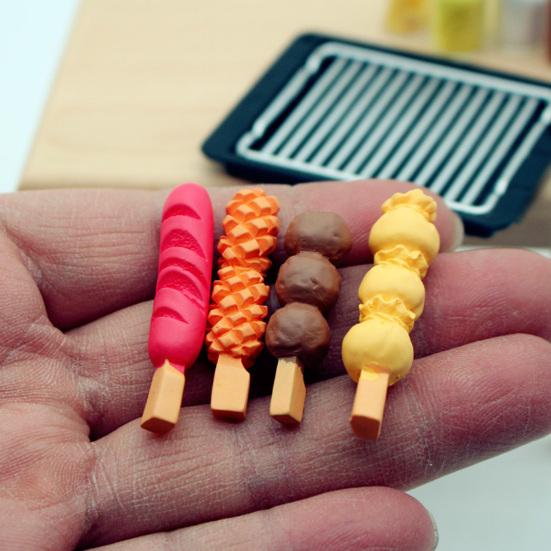 Мини-гриль шампур набор миниатюрных блюд барбекю аксессуары смоляной мини-гриль колбаски гриль бутылки приправы для 1:12 масштабных миниатюрных домиков и кукол