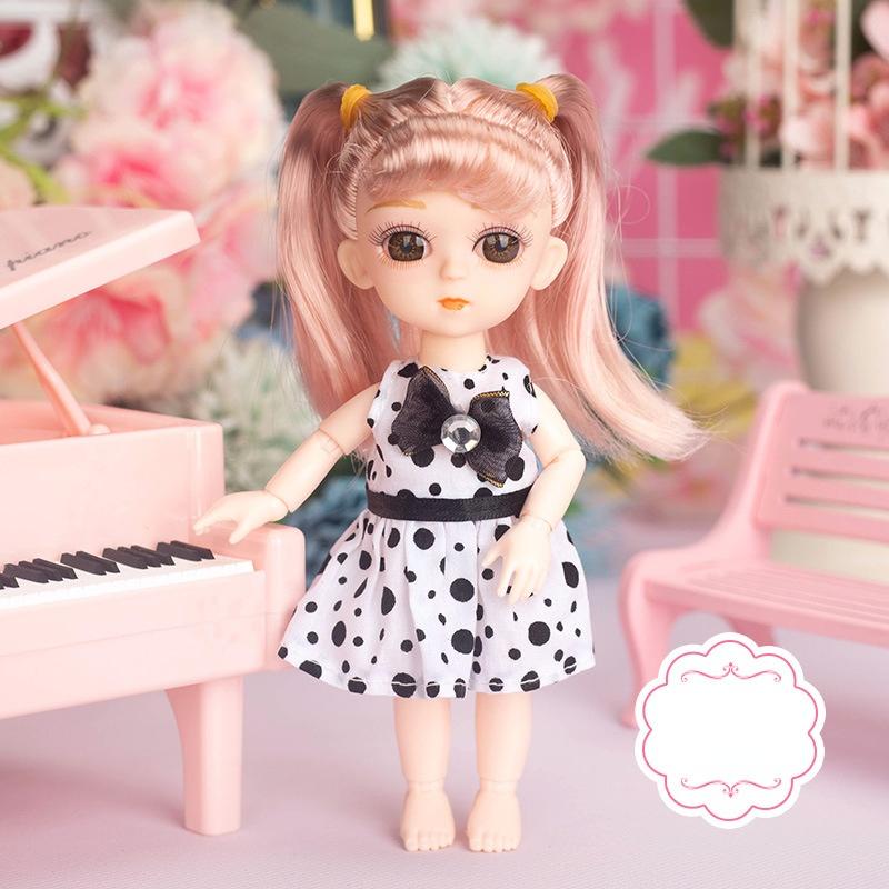 Мини-подвижная 13-шарнирная кукла 15 см, игрушка для девочек, 3D большие глаза, BJD принцесса, полная одежда, коллекция платьев, детская кукла в подарок