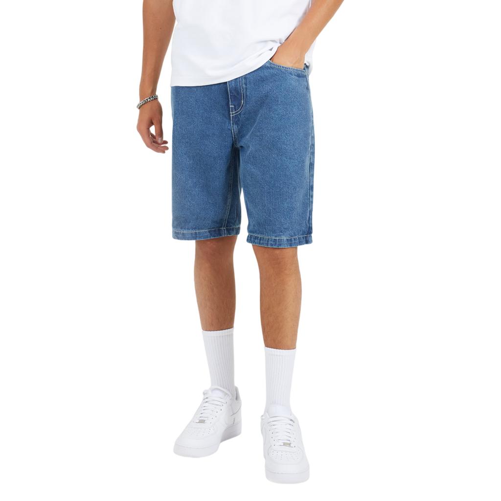 Brave Soul Mens Washed Denim Turned Up Hem Shorts