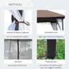 Garden Gazebo 3x3m With Mosquito Net Two Tier Roof And Brown Metal Frame