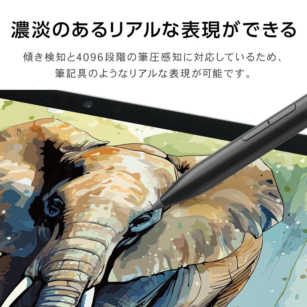 ELECOM MPP2.0 Touch Pen for Surface [Laptop 3/4/7 Go 2/3/4 Pro 8/9/10/11 With 5G] Palm Rejection, Tilt Detection, Minimal Positional Discrepancy and L